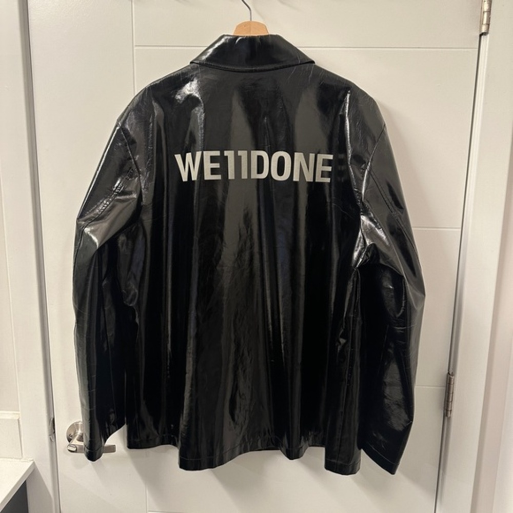 WE11DONE Black Patent Leather Jacket